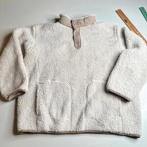 Uniqlo White Mountaineering Fleece Pullover Size XL Cream Sherpa Snap Neck